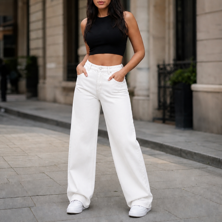 Vela Denim – High-Rise Relaxed Straight-Leg Jeans