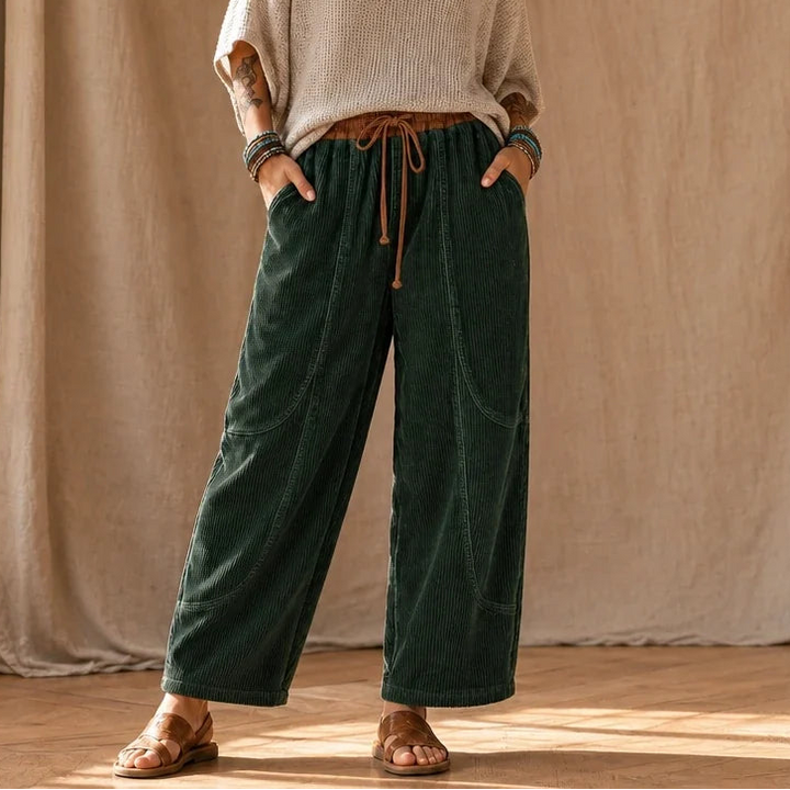 Cordelia – Ribbed Corduroy-Look Lantern Pants