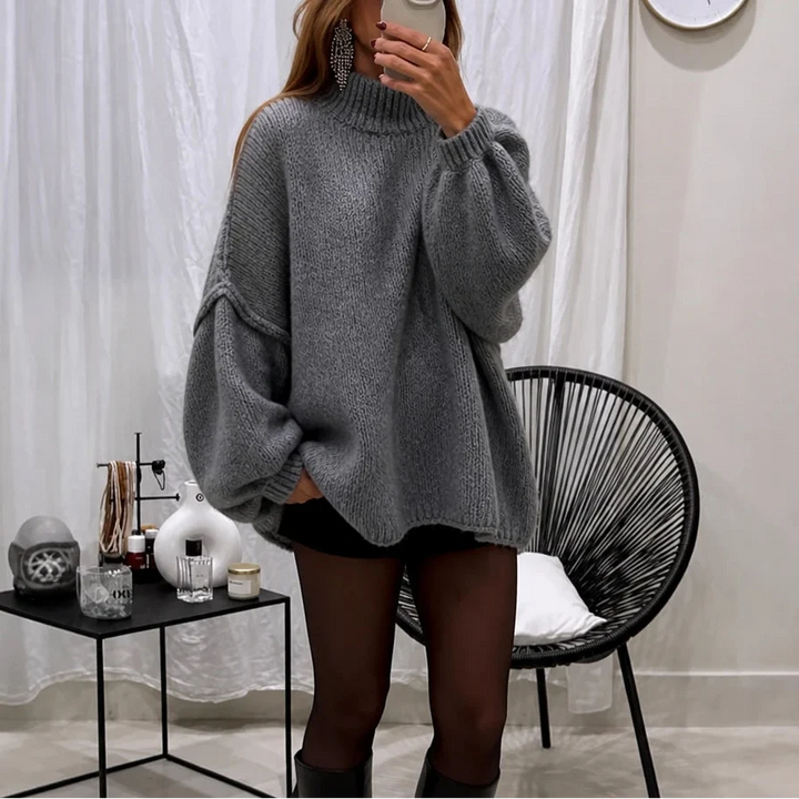 Lunavia – Loose-Fit Mock-Neck Knit Sweater