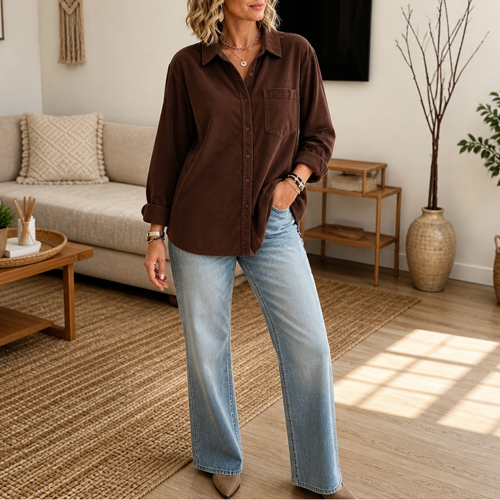 Cordella – Oversized Corduroy Button-Down Shirt