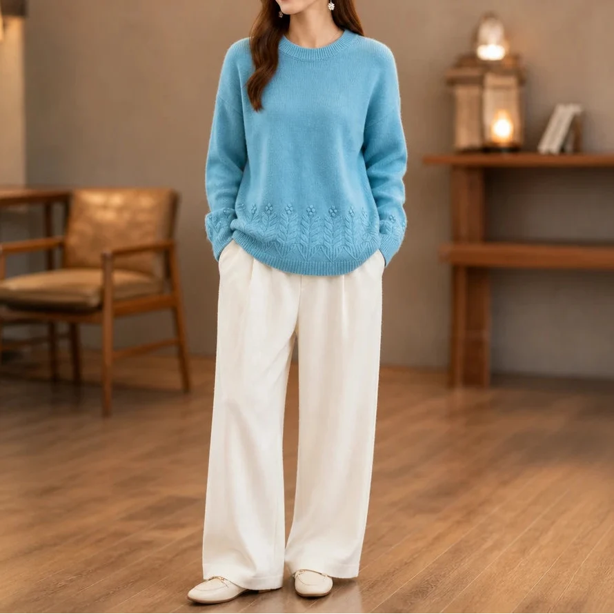 Florenza – Floral Knit Relaxed-Fit Sweater