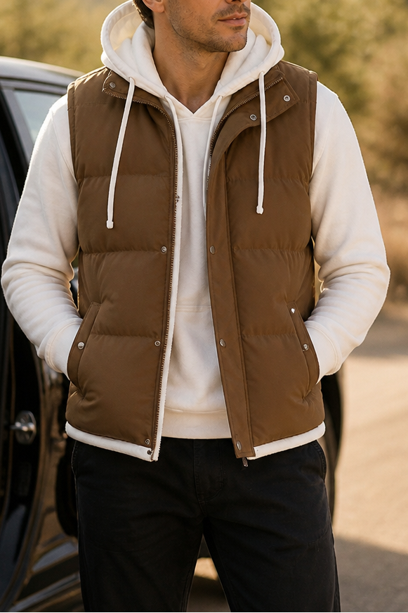 Wraverly – Layered Double Hood Puffer Vest