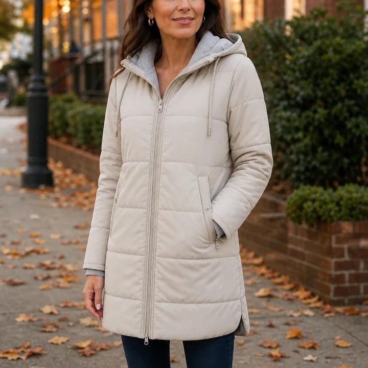Vellora – Long Quilted Hooded Winter Coat