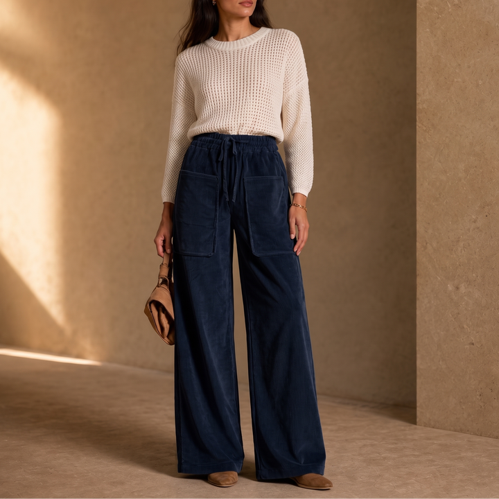 Cordella – Ribbed Corduroy Wide-Leg Pants