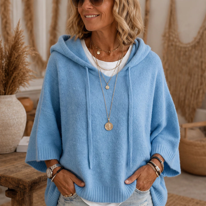 Vintrel – Oversized Open-Knit Distressed Hem Hoodie