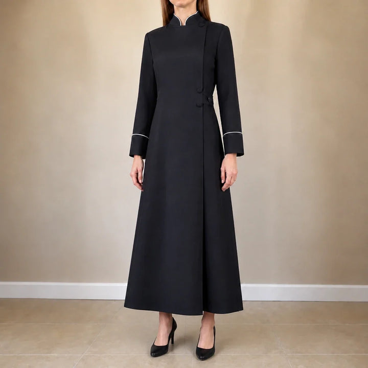 Vespera – High-Collar Cross-Detail Clergy Robe