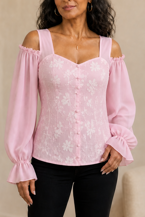 Corsetta – Floral Off-Shoulder Corset-Look Top