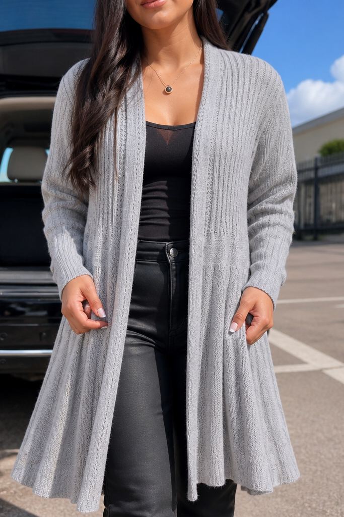 Draperie – Ribbed Open-Front Waterfall Cardigan