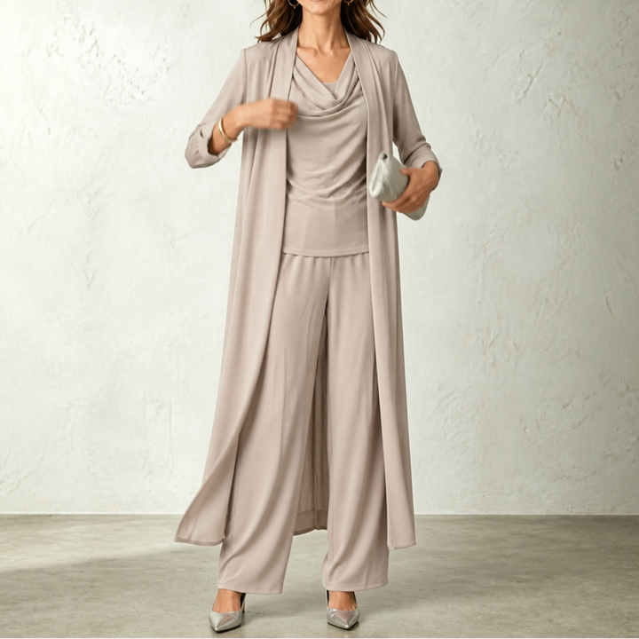 Wearbella – Swing Collar Cardigan Wide-Leg Pants Set