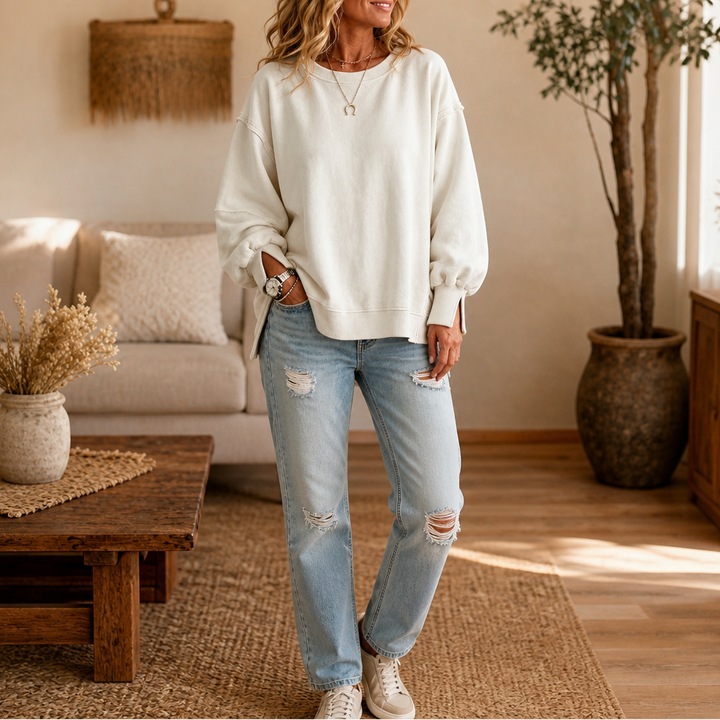 Marlowfield – Exposed-Seam Cut-Out Cuff Sweatshirt