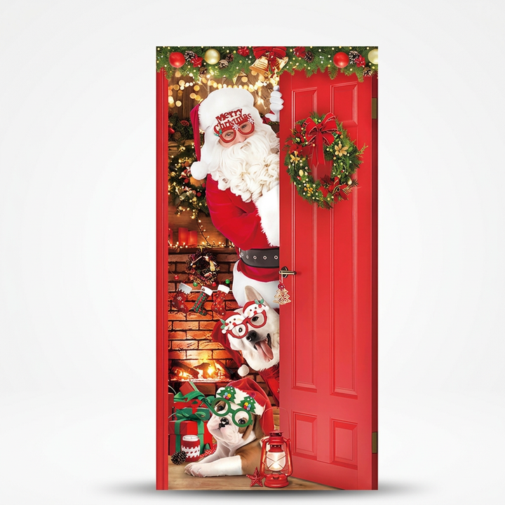 Hollydoor – Santa And Reindeer Christmas Door Cover