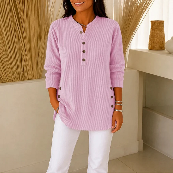 Lunelle – Loose-Knit Curved-Hem Tunic Sweater
