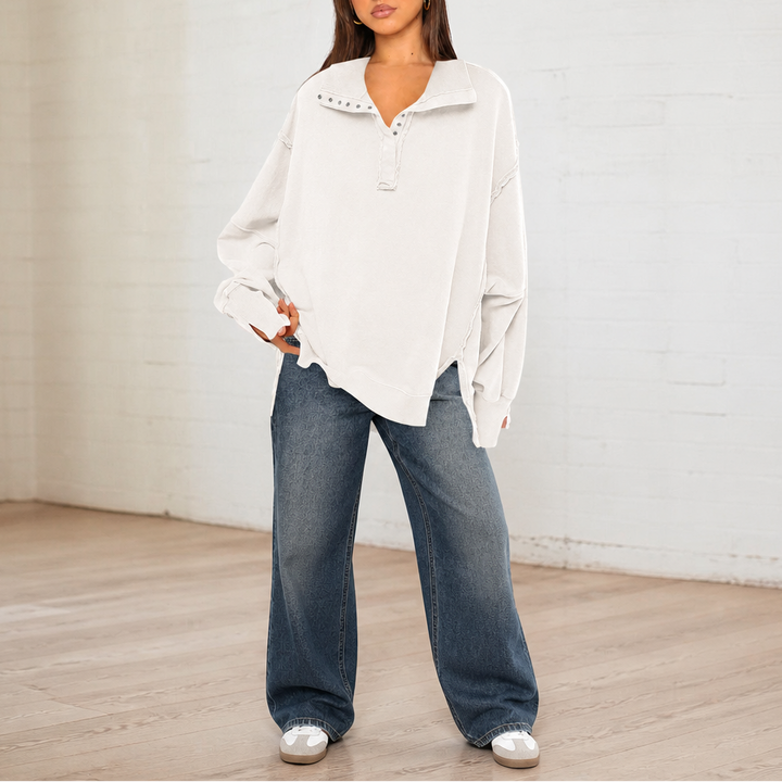 Lunecasa – Raw-Edge Split-Cuff Oversized Pullover