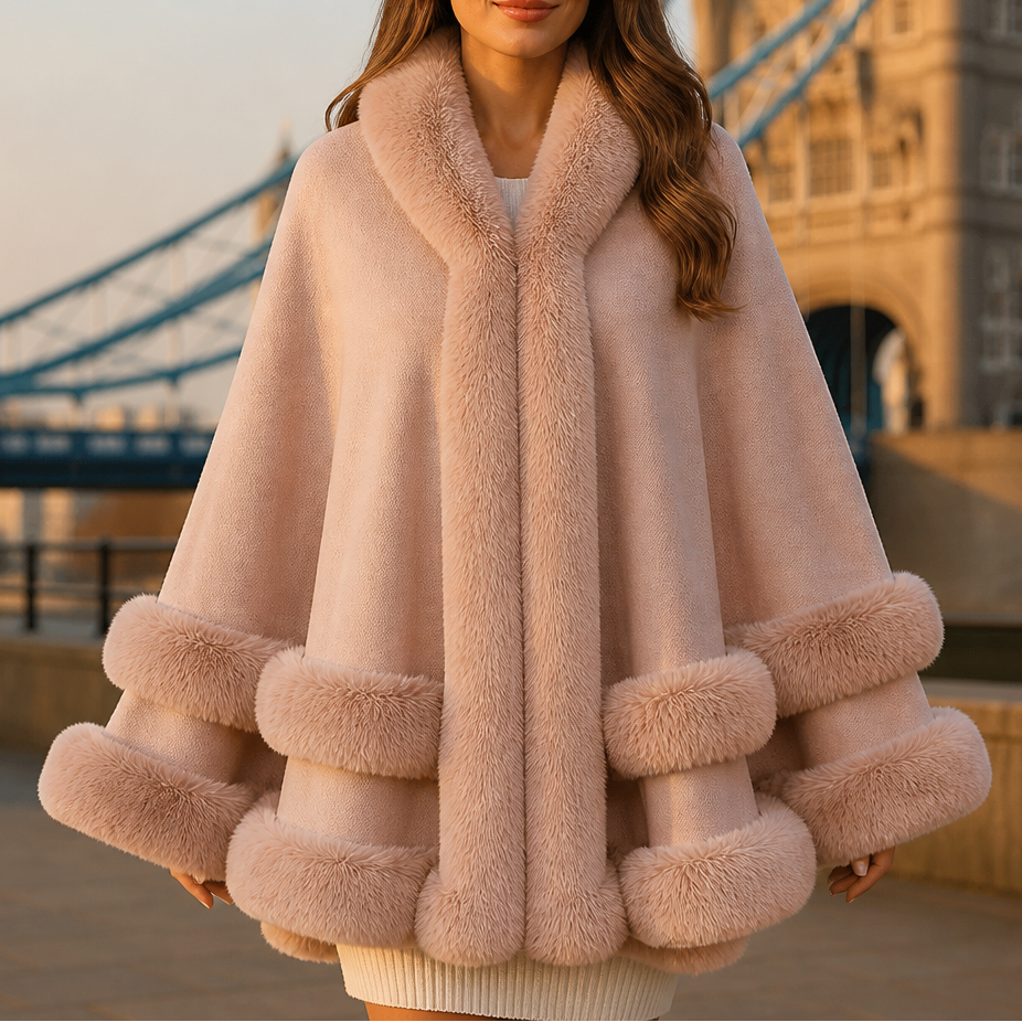 Wearbella – Trimmed Hooded Knit Cape Coat