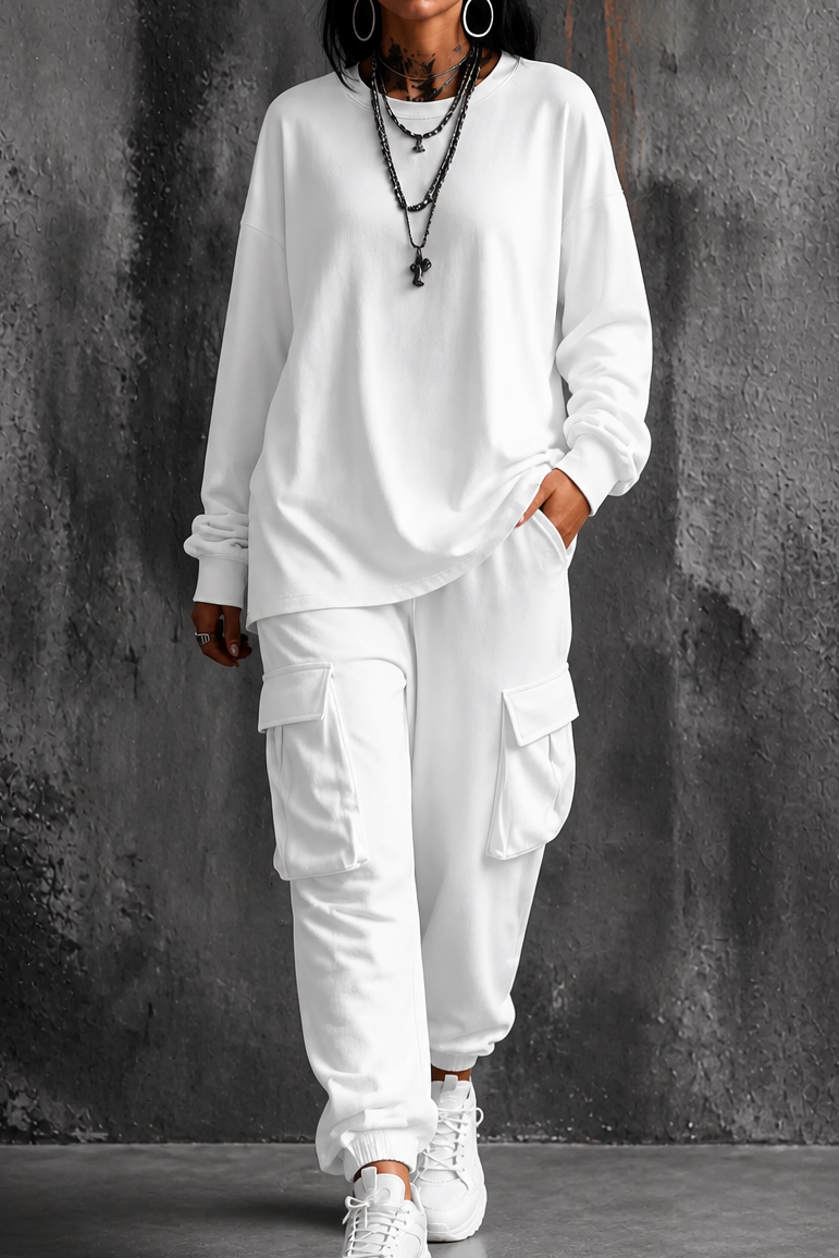 Dayworn – Round Neck Top And Cargo Pants Set