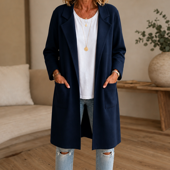 Wrapelle – Open-Front Longline Knit Cardigan Coat