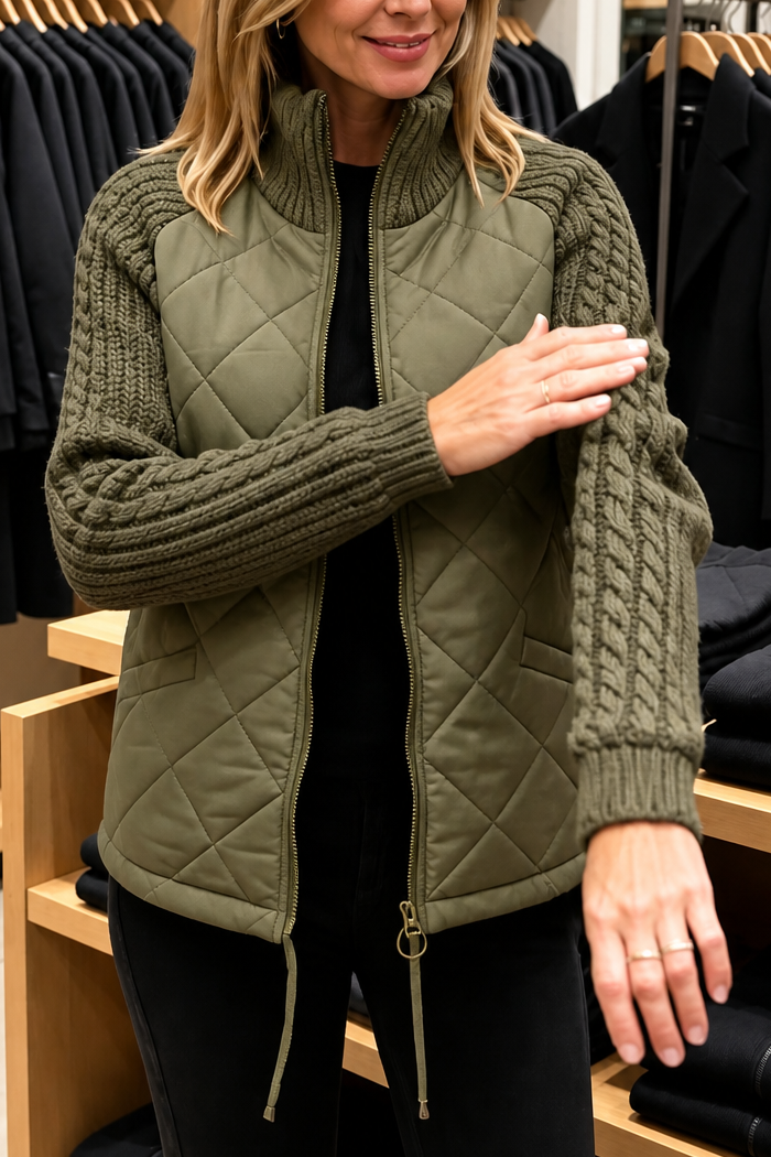 Knitpuff – Knit-Panel Quilted Patchwork Puffer Jacket