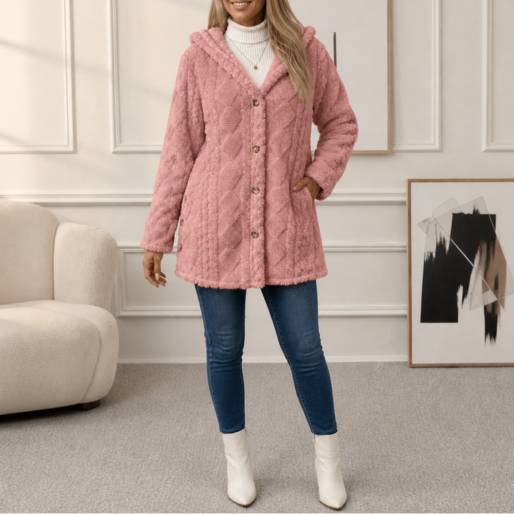 Wearbella – Diamond Jacquard Plush Hooded Coat