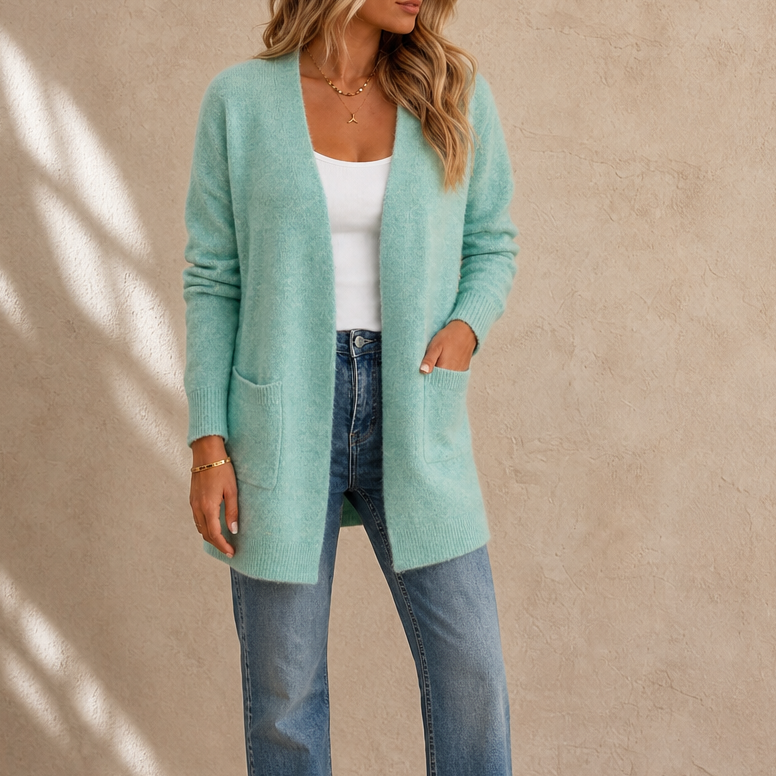 Mayfield – Longline Open-Front Wool Knit Cardigan