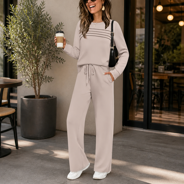 Wearbella – Pleated Round-Neck Loungewear Set