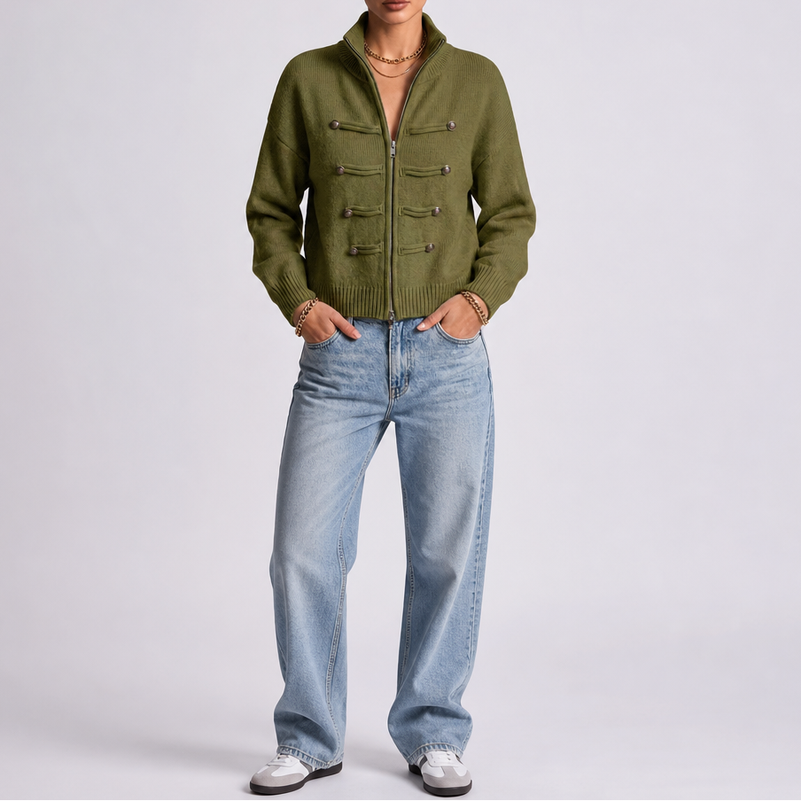 Wearbella – Hussar Knot-Detail Zip Cardigan