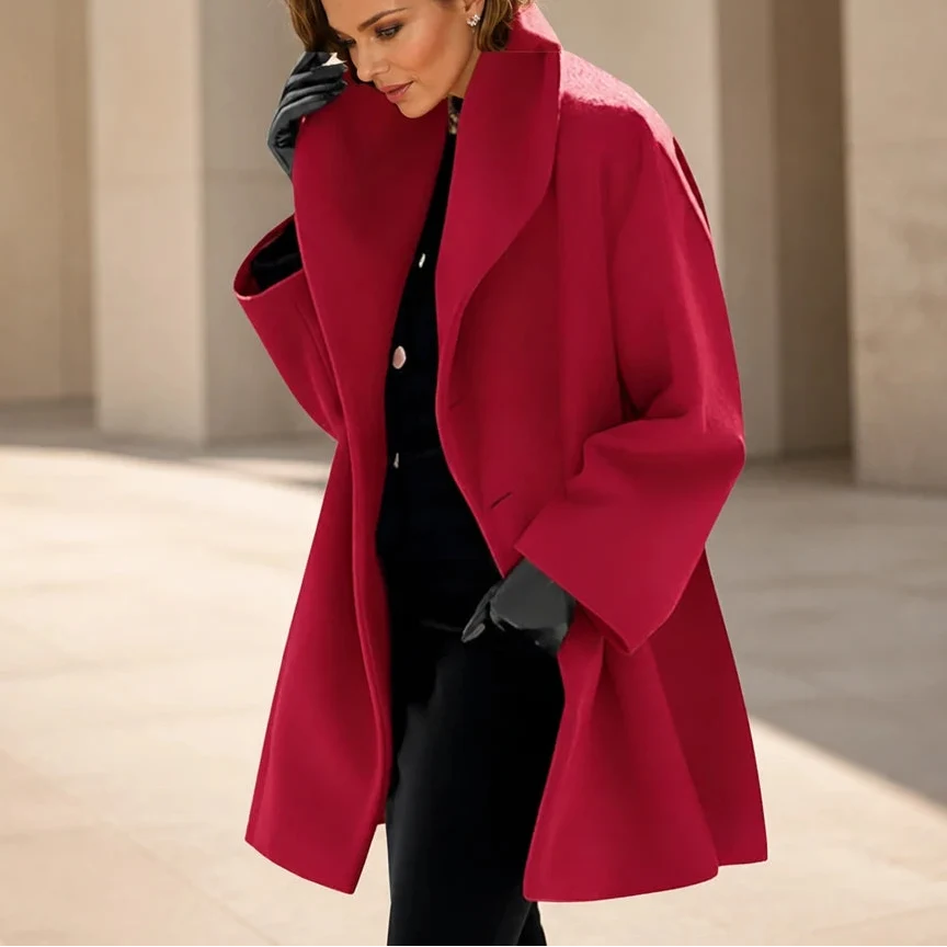 Adelyn – Oversized Taupe Long-Sleeve Coat