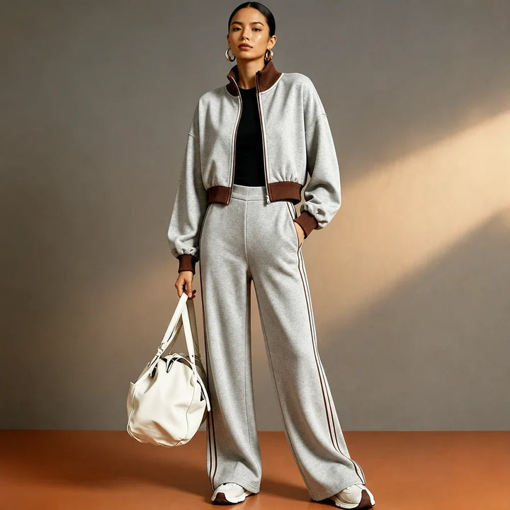 Set Theory – Bomber Jacket And Wide-Leg Pants Set