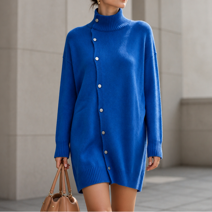 Wrapdaya – Oversized High-Neck Button Cardigan