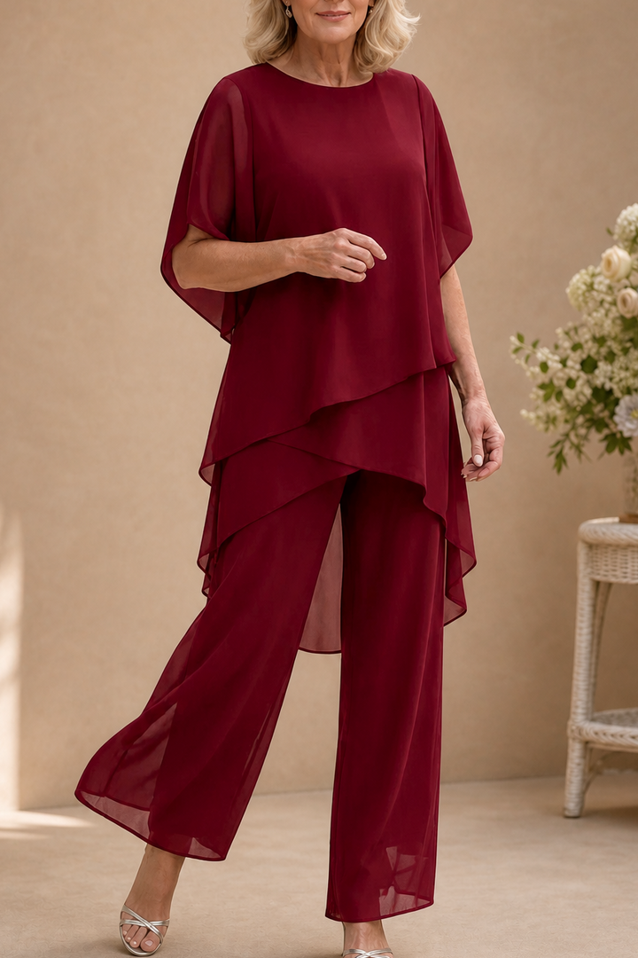 Wearbella – Draped Asymmetric Top And Wide-Leg Trouser Set