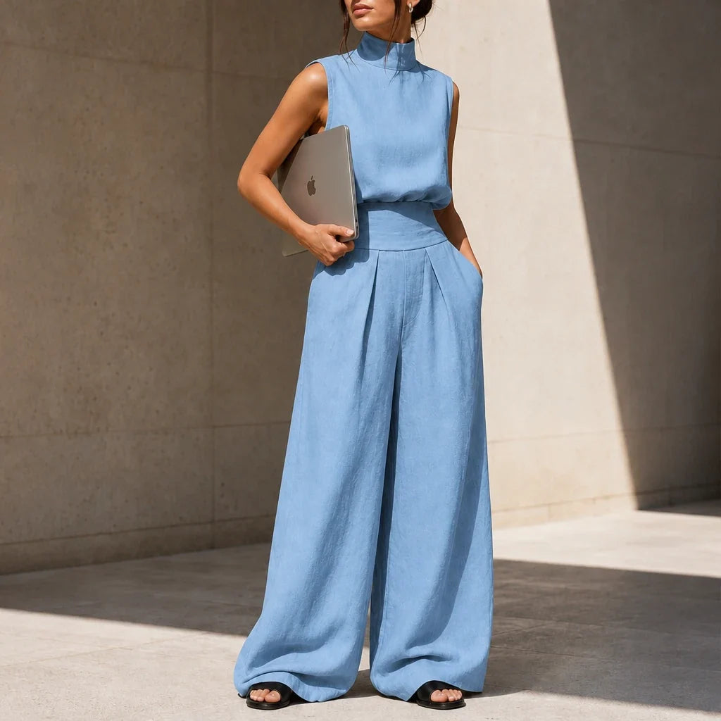 Wearbella – Pleated High-Waist Wide-Leg Pants Set