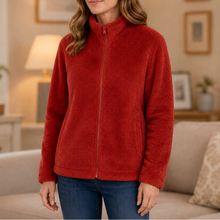 Velora – Plush Fleece Stand-Collar Jacket