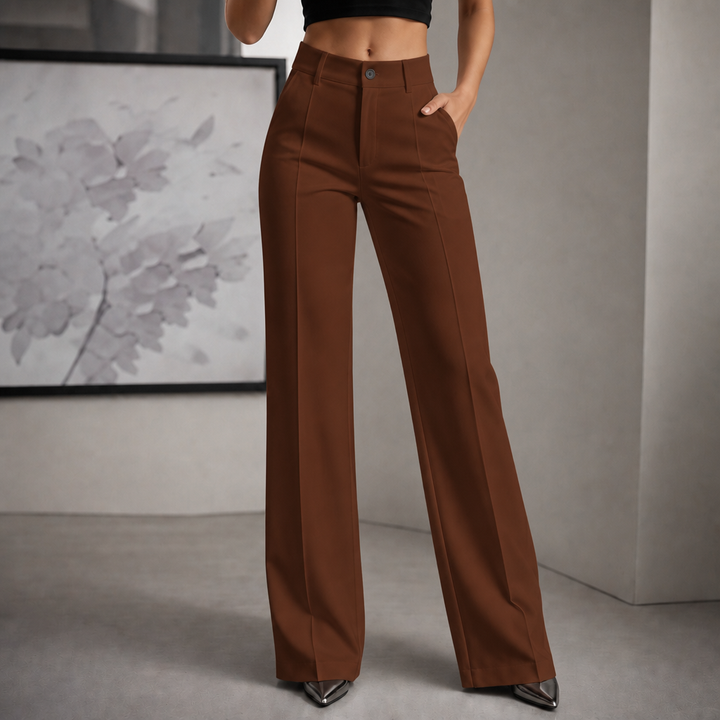 Veloura – High-Waisted Pleated Stretch Trousers