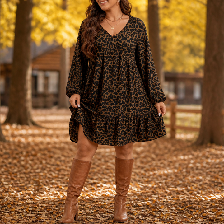 Maple Muse – Botanical Print Midi Dress