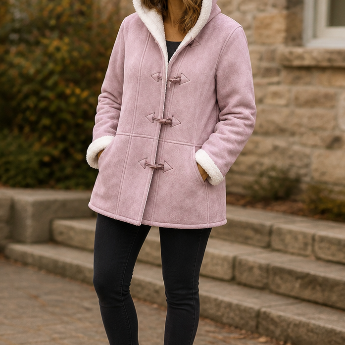 Plushbelle – Faux Shearling Hooded Winter Coat