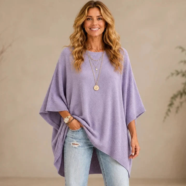 Drapeelle – Asymmetrical Batwing-Sleeve Knit Top