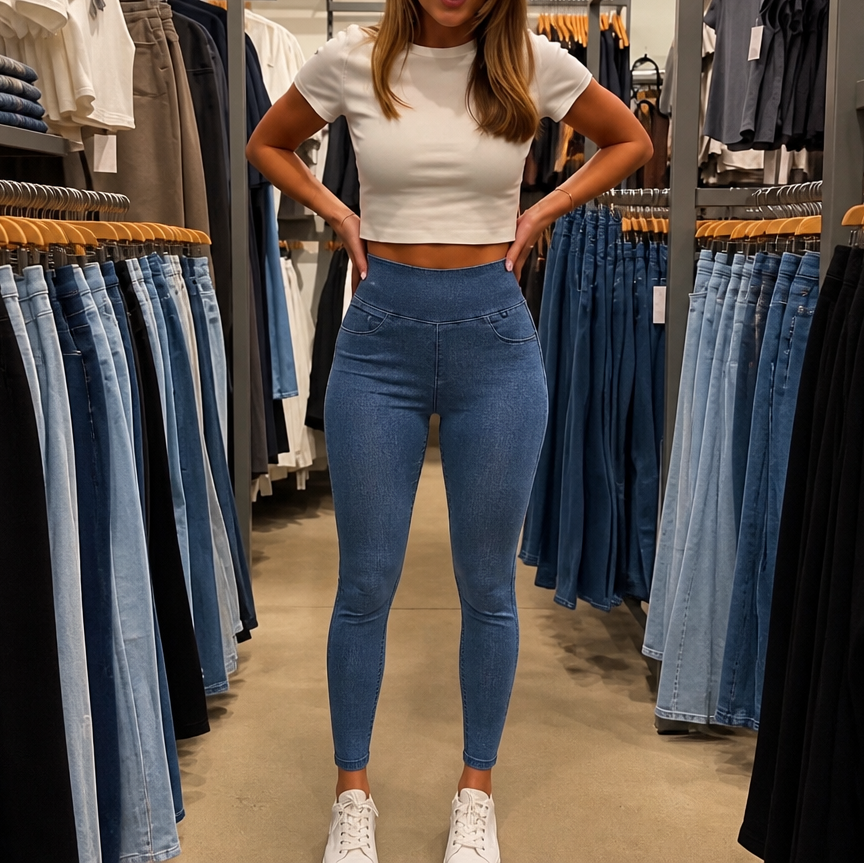 Wearbella – High-Waisted Denim-Look Jeggings