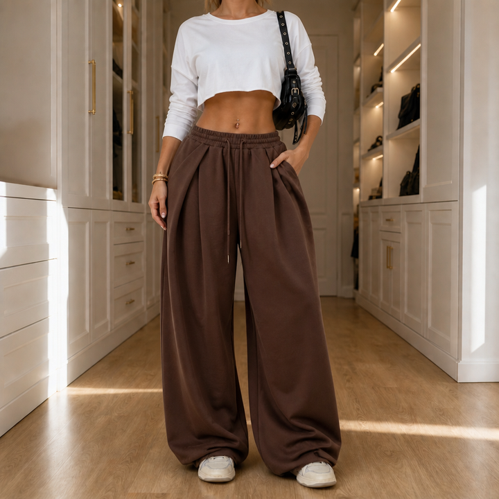 Wearbella – Pleated High-Waist Wide-Leg Sweatpants