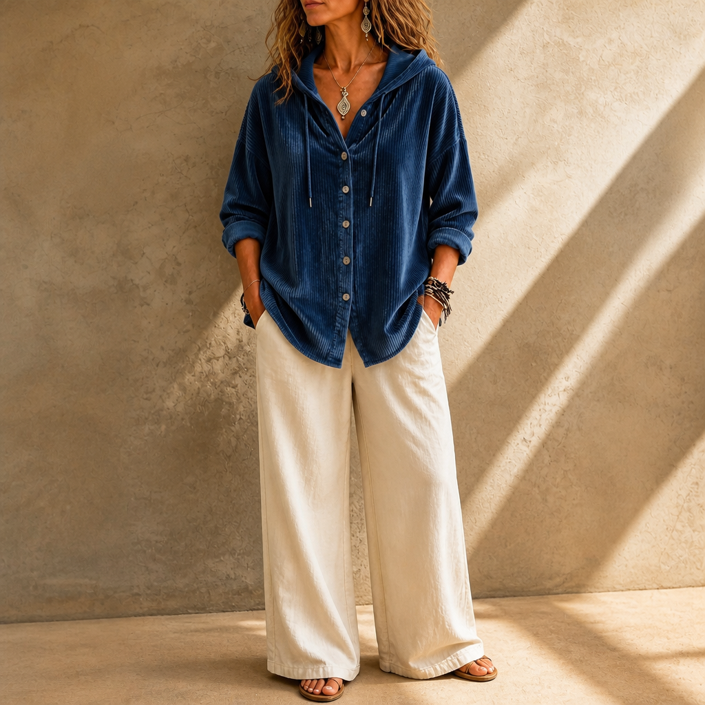 Mayfield – Hooded Button-Front Drawstring Coat