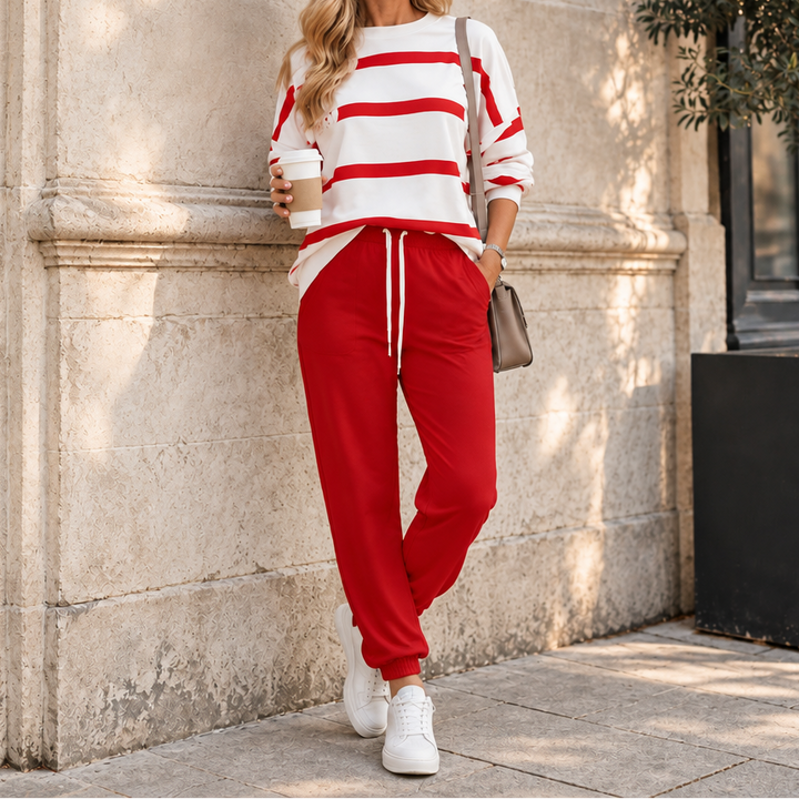 Effortlyn – Striped Two-Piece Jogger Set