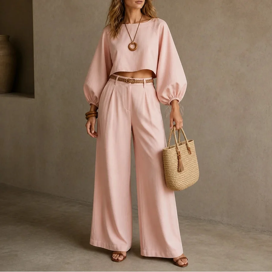 Setluna – Crop Top And Wide-Leg Trouser Set