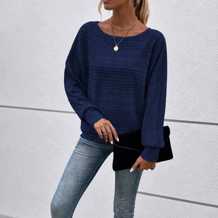 Mayfield – Striped Boat-Neck Long-Sleeve Knit Top