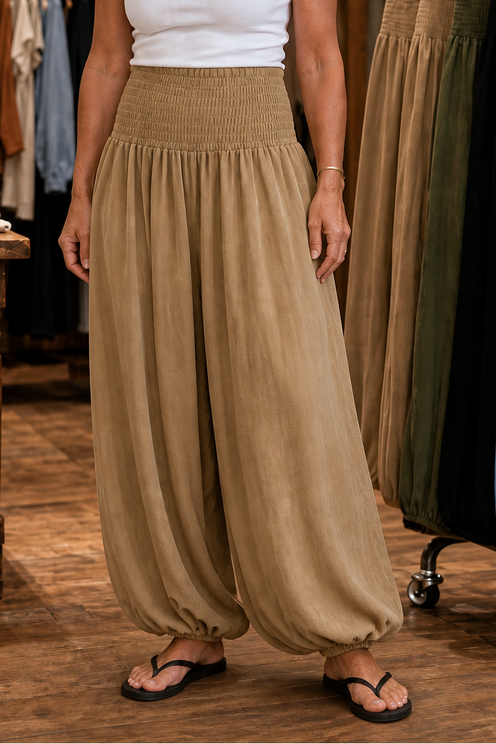 Wearbella – Smocked Waist Lantern Leg Harem Pants