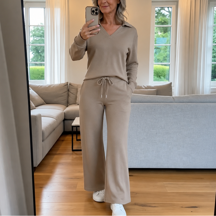 Marlowe – Polo Collar Wide-Leg Lounge Set