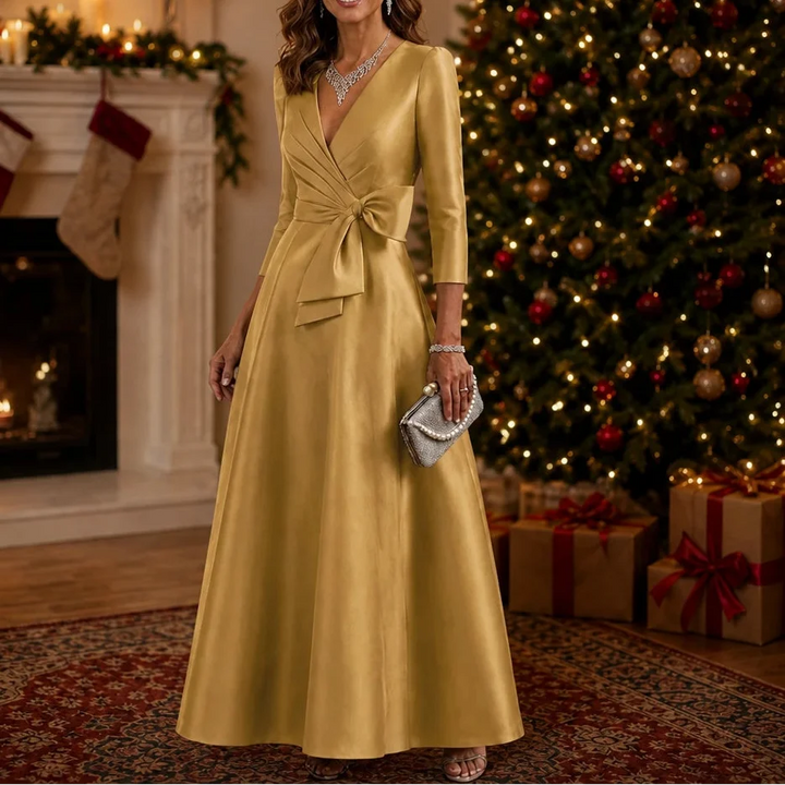 Florenza – Brocade Pleated Wrap Maxi Dress