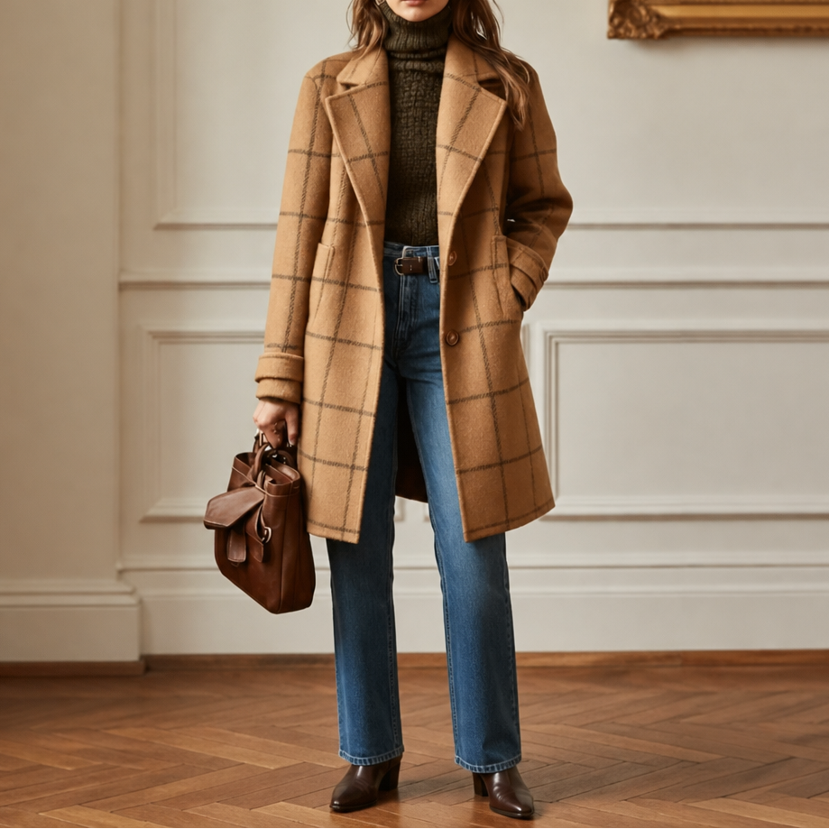 Wearbella – Plaid Two-Button Oversized Wool-Look Coat
