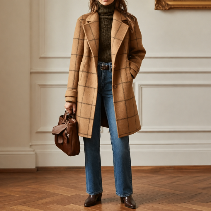 Wearbella – Plaid Two-Button Oversized Wool-Look Coat