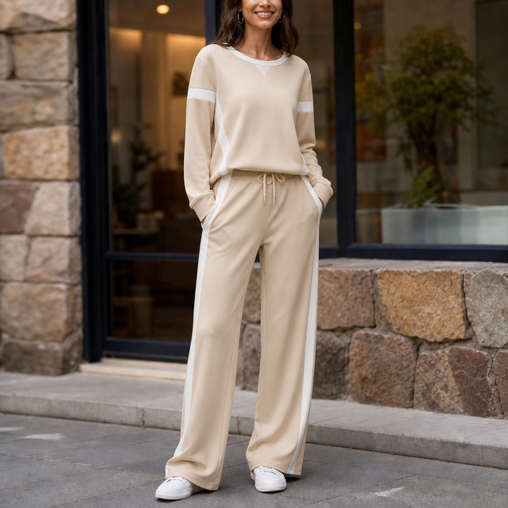 Lunessa – Contrast Stripe Wide-Leg Lounge Set