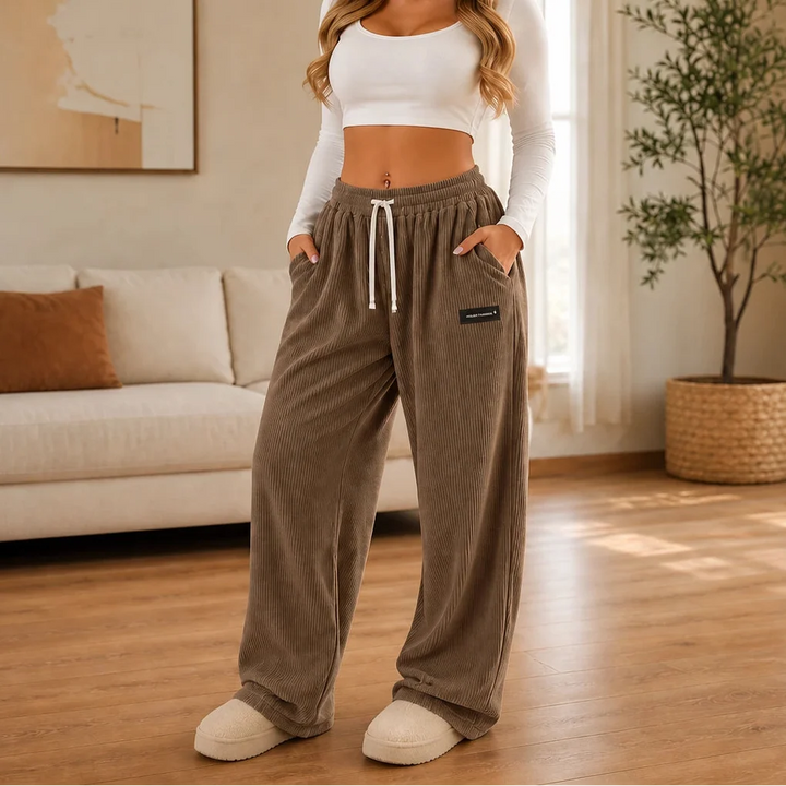 Cordelia – Wide-Leg Corduroy Drawstring Pants
