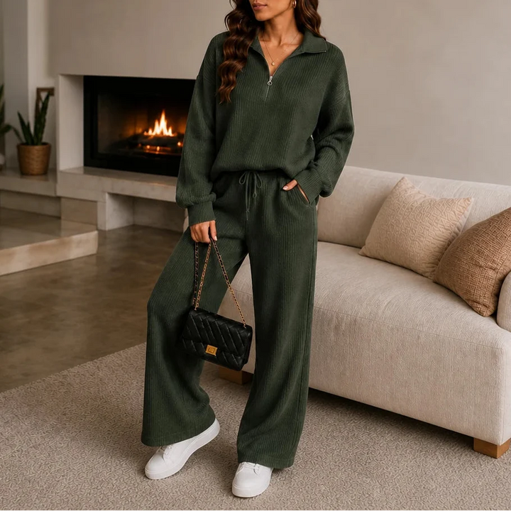 Ribelle – Ribbed Double-Knit Sweater And Wide-Leg Pants Set