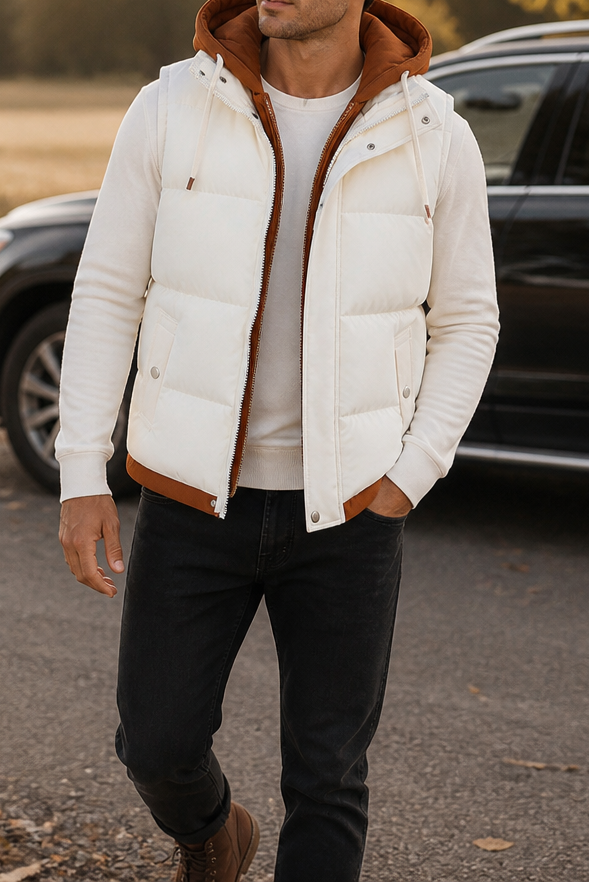 Wraverly – Layered Double Hood Puffer Vest
